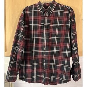 Orvis Men's Long Sleeve Button Down Black Red Plaid XL